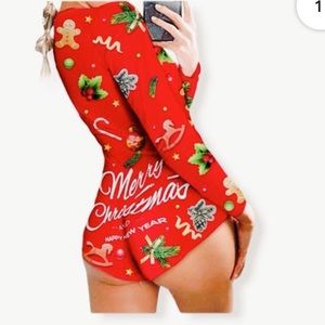 CBR Womens Chic Skinny Red Christmas Romper